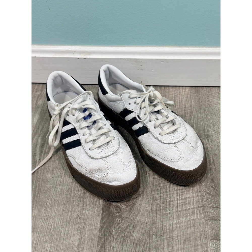 Adidas Sambae White Black Gum Platform Sneakers AQ1134 Womens 7.5